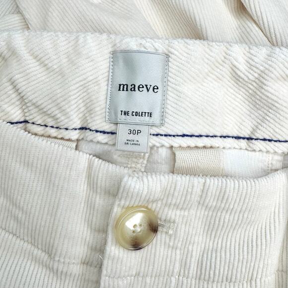 Anthropologie NEW Maeve Colette Corduroy FULL-LENGTH Wide-Leg Pants Ivory 30P - Picture 11 of 15